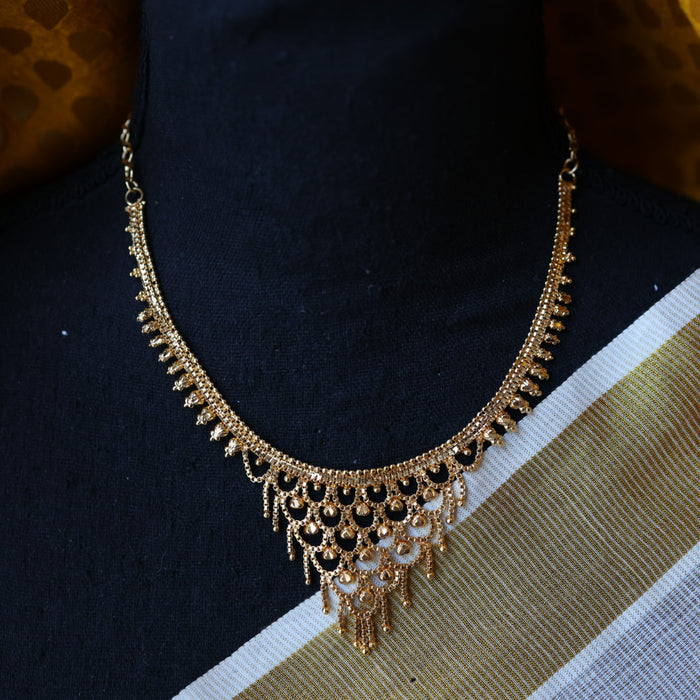 Heritage gold plated short necklace with earrings H2511