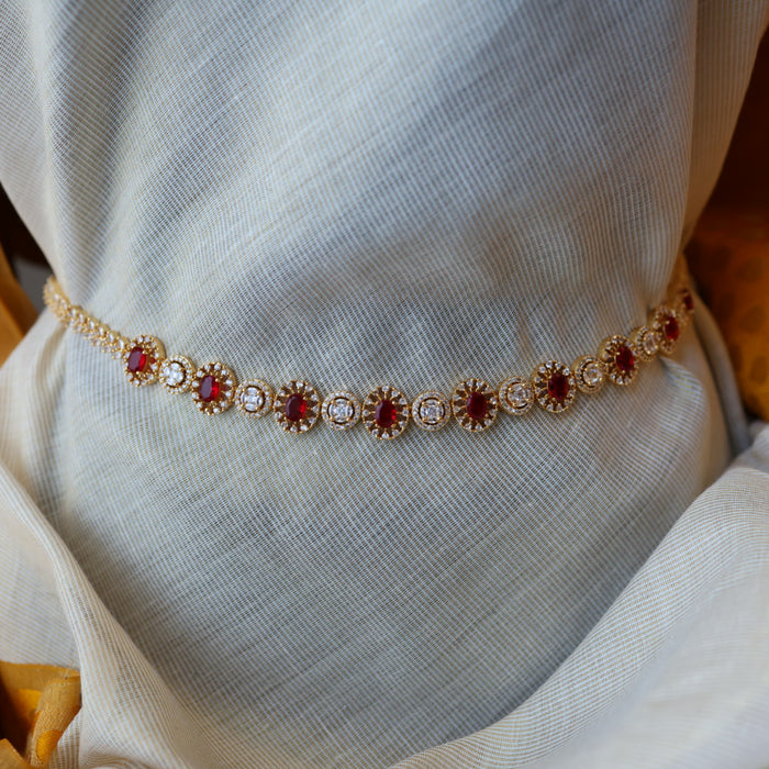 Heritage gold and plated ruby white stone waistchain HW4568