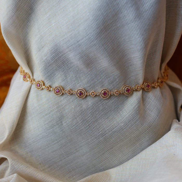 Heritage gold and plated ruby white stone waistchain HW923