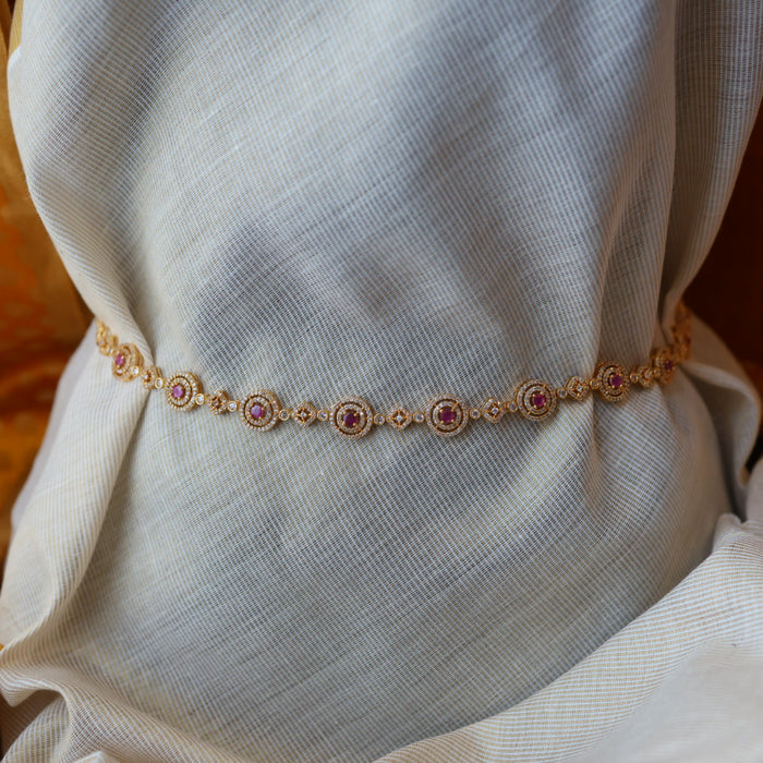 Heritage gold and plated ruby white stone waistchain  HW923