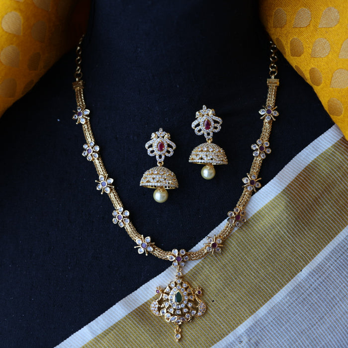 Heritage gold plated short necklace earrings H4331