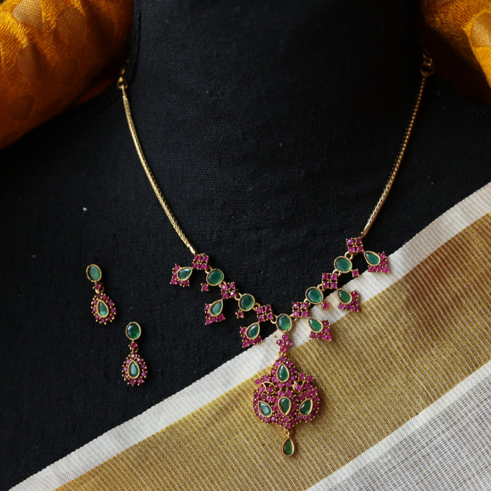 Antique short necklace with earrings TTS4455