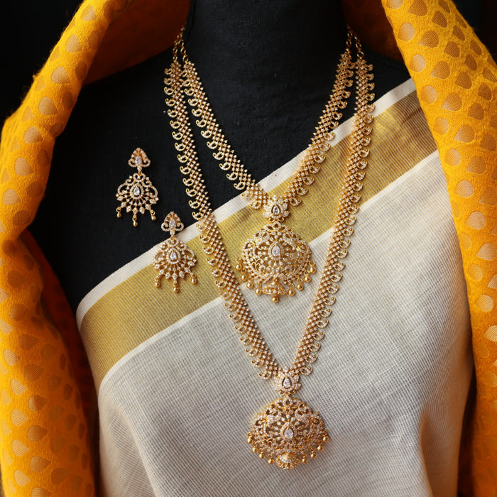 Heritage gold plated padakam long and short necklace set HL271