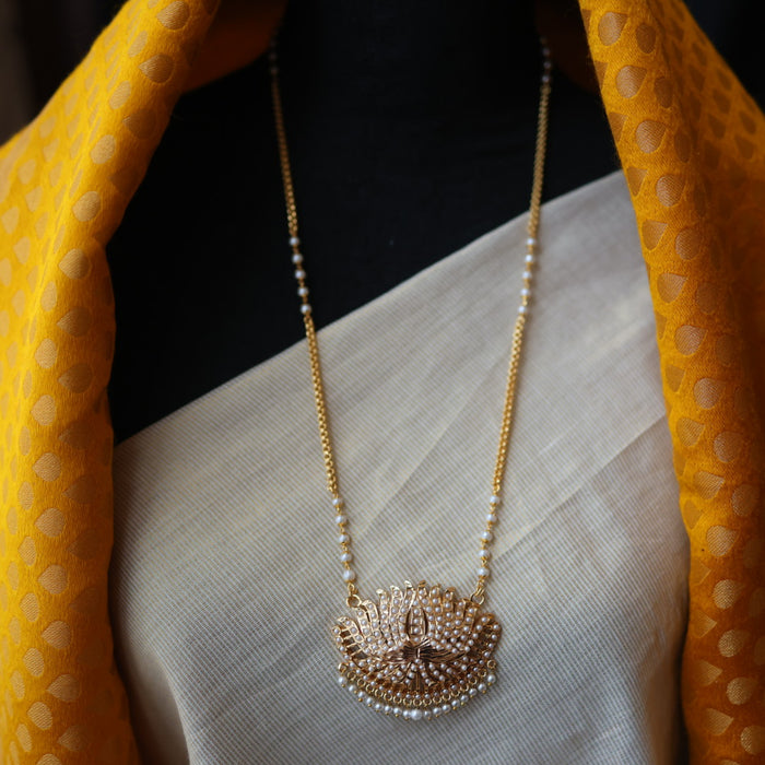 Heritage gold plated pearl padakam long necklace HP5321