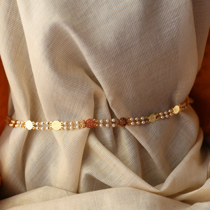 Heritage gold plated padakam long necklace with earrings HL111