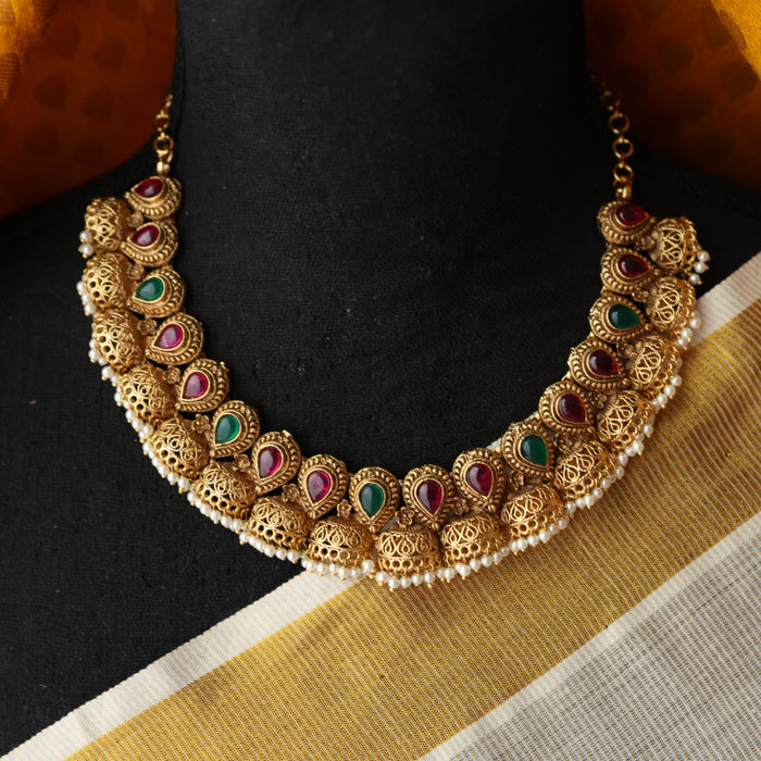 Antique temple short necklace with earrings SS11069