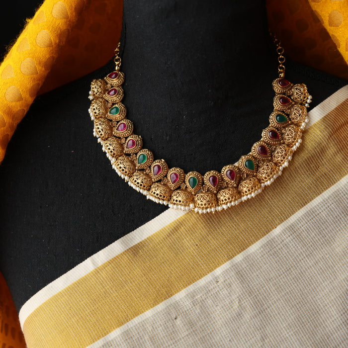 Antique temple short necklace with earrings SS11069