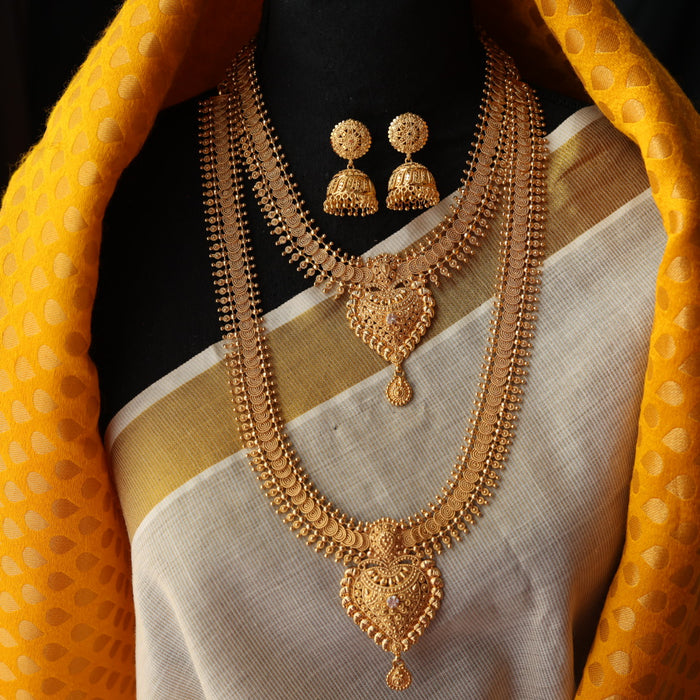 Heritage gold plated padakam long and short necklace set HL6134