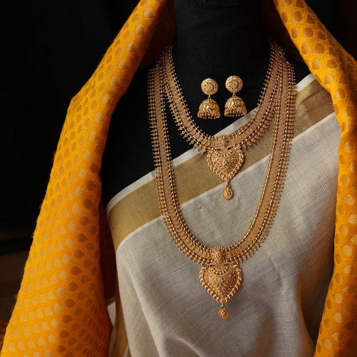 Heritage gold plated padakam long and short necklace set HL6134