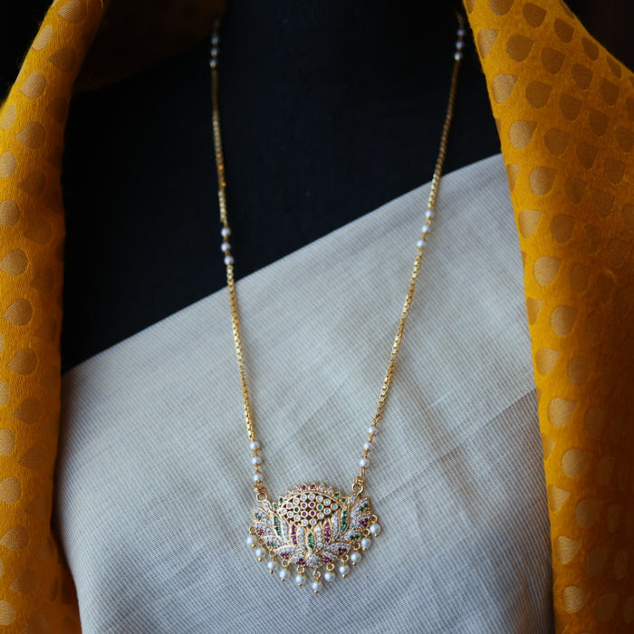 Heritage gold plated pearl padakam long necklace HP5375