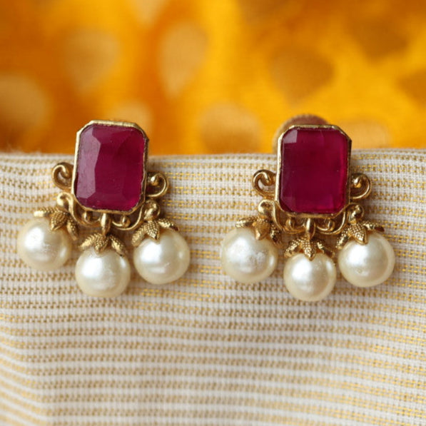 Antique ruby stone studd earrings AS2071