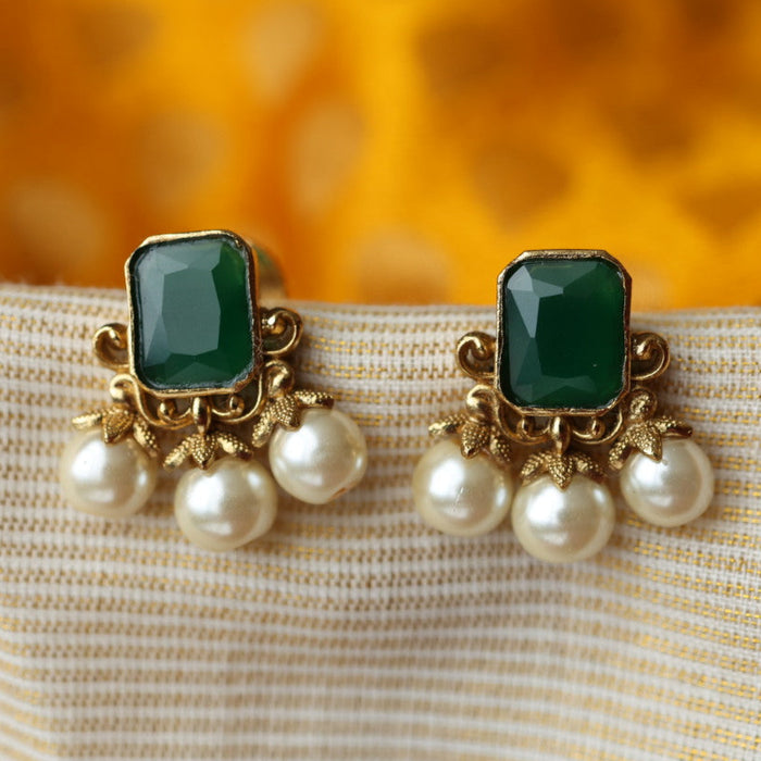 Antique green stone studd earrings AS2073