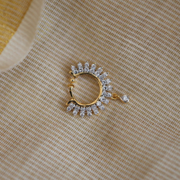 Heritage white stone gold plated nosering HN00110