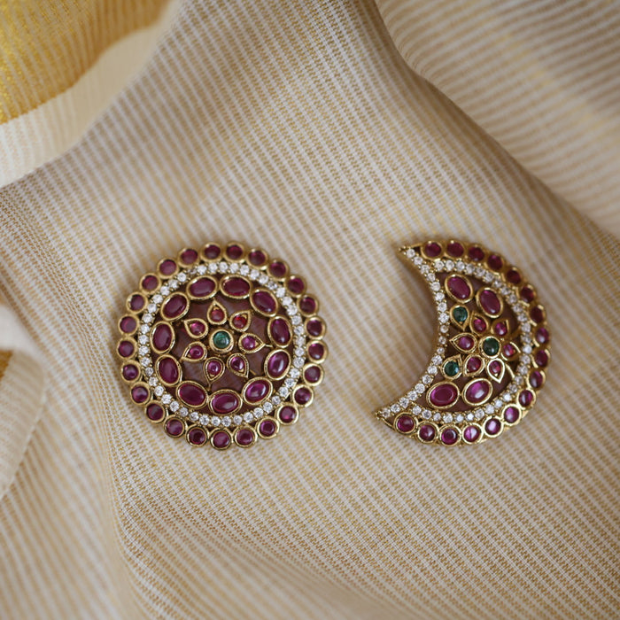 Ruby green stone sun and moon hair accessories HA0033