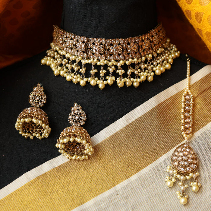 Trendy choker necklace with earrings and tikka TW2019
