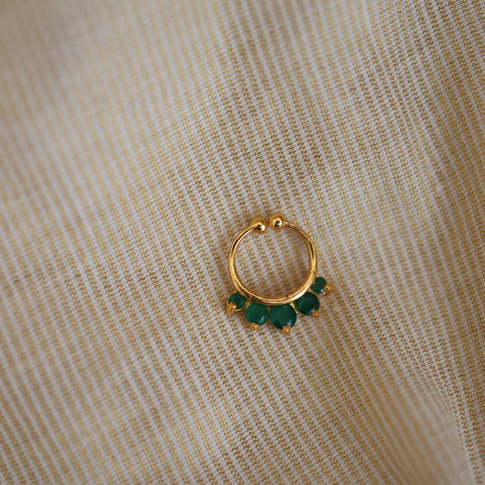 Heritage green stone gold plated nosering HN00113
