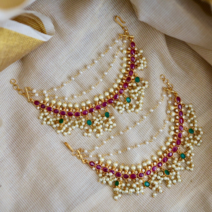 Heritage 3 layer ruby stone mattal ear accessories AM112