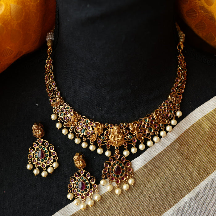 Antique short necklace and earrings SS115011