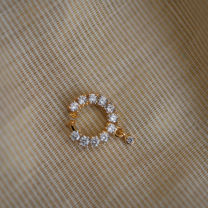 Heritage white stone gold plated nosering HN00123