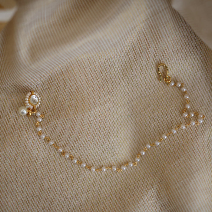 Heritage white stone gold plated nosering HN00125