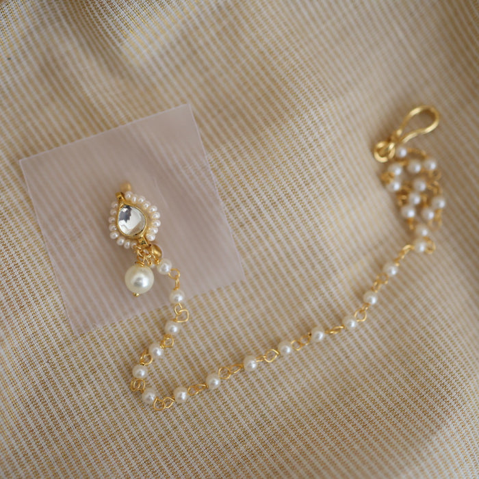 Heritage white stone gold plated nosering HN00126
