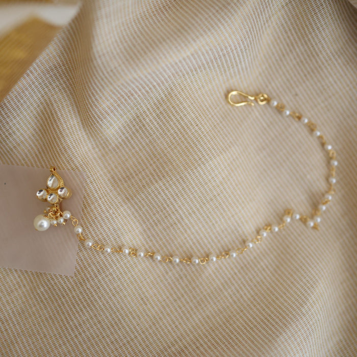 Heritage white stone gold plated nosering HN00129