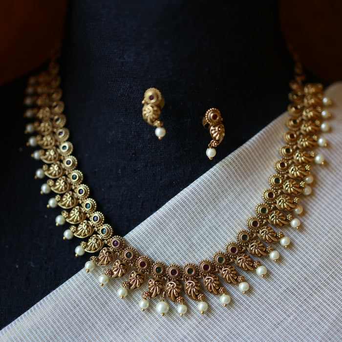 Antique mango short necklace with earrings TTS4910