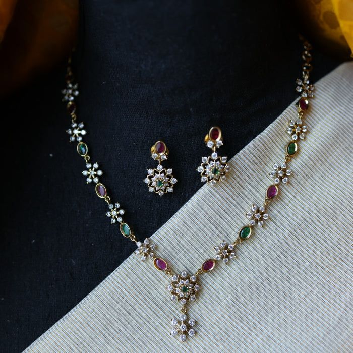 Antique simple short necklace and earrings TTS4913
