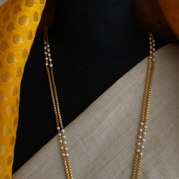 Heritage gold plated pearl pendant padakam long necklace HP6145