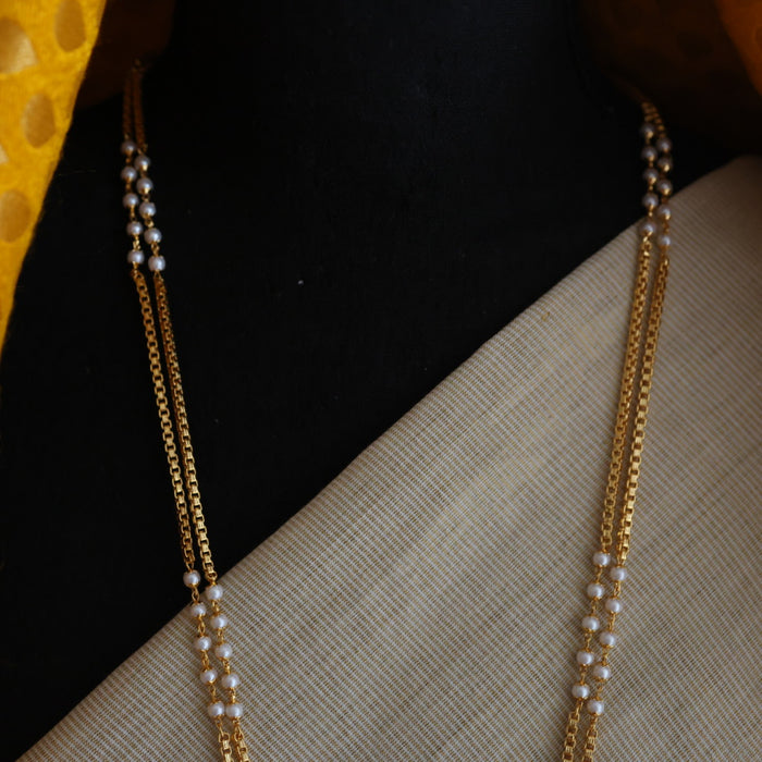 Heritage gold plated pearl pendant padakam long necklace HP6145