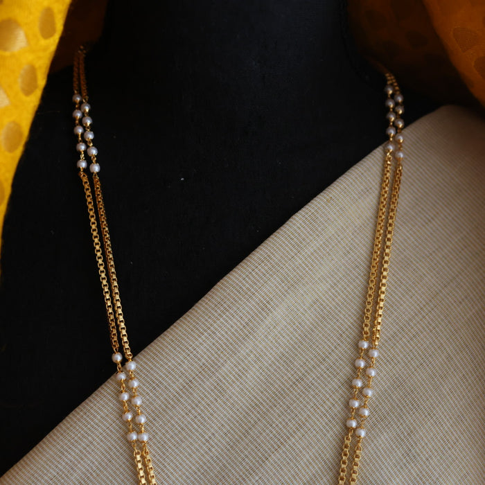 Heritage gold plated pearl pendant padakam long necklace HP6145