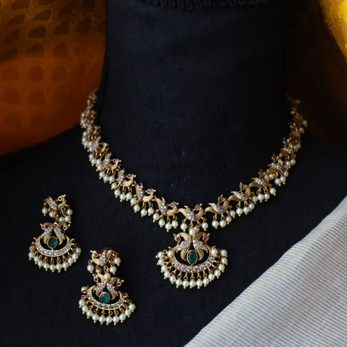 Antique pearl short necklace with earrings TT0205322