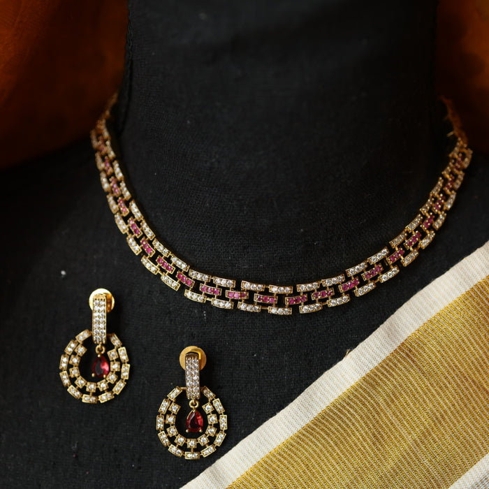Victorian ruby stone choker necklace with earrings V1304