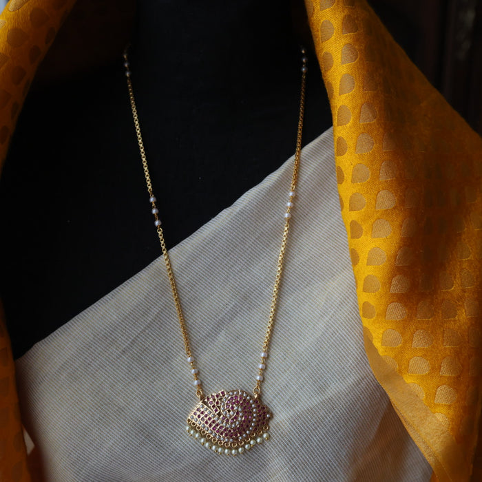 Heritage gold plated padakam long necklace HP51711