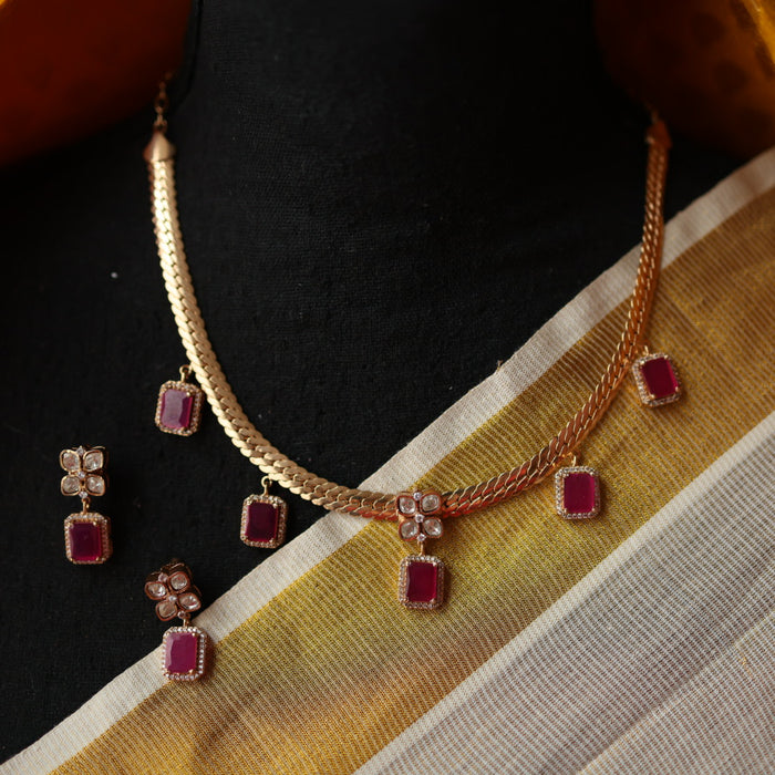 Minimal short necklace with earrings MS101