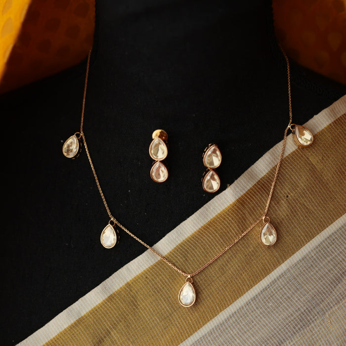 Minimal kundan short necklace with earrings MS108