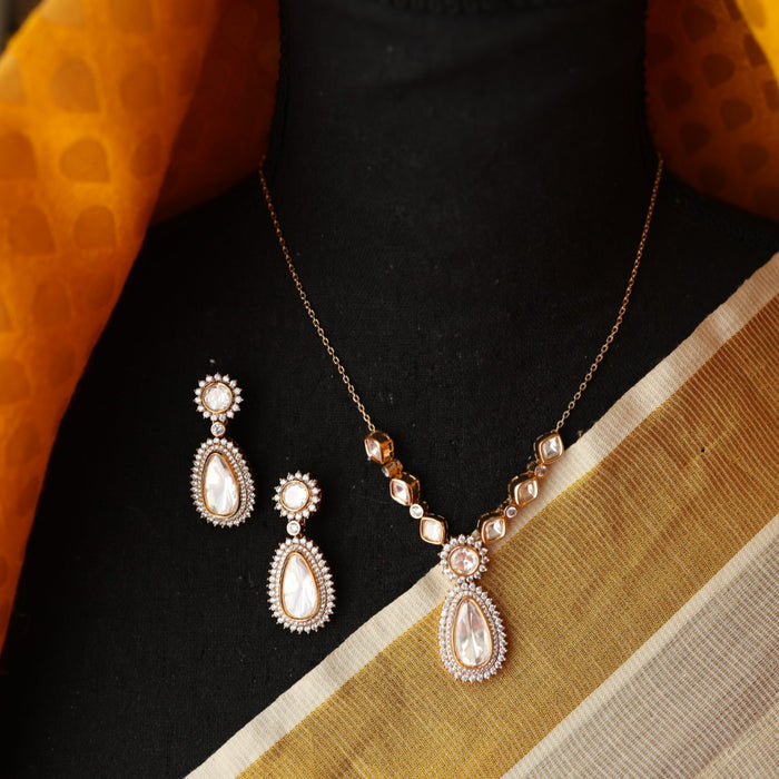 Minimal kundan short necklace with earrings MS111