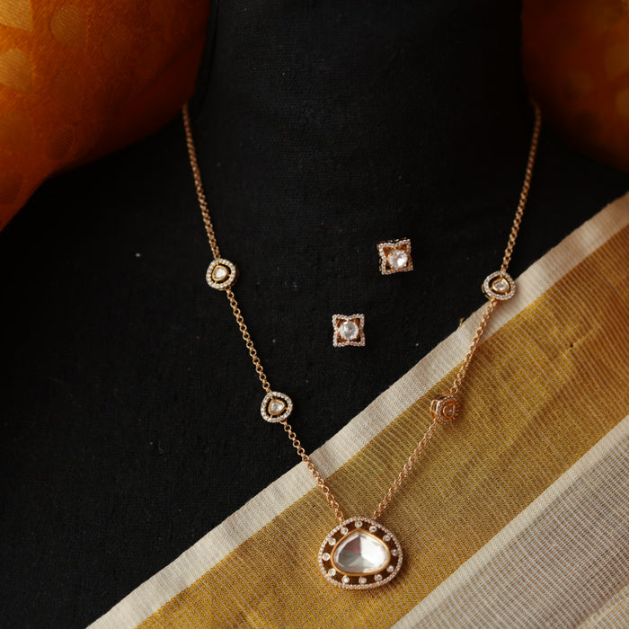 Minimal kundan necklace with earrings MS112