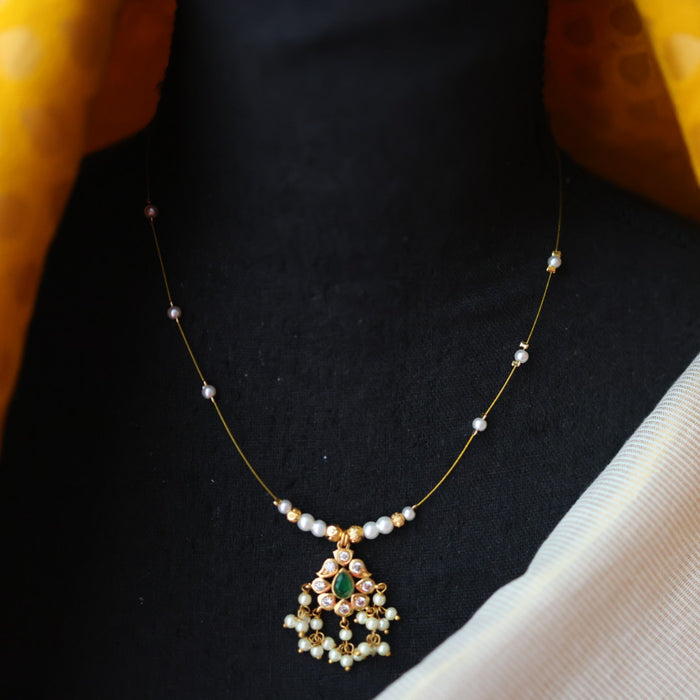 Heritage gold plated invisible short necklace IN9038