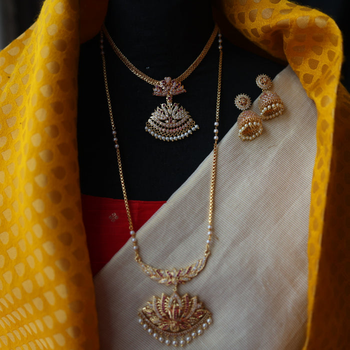 Heritage gold plated padakam necklace set with earrings HP32156