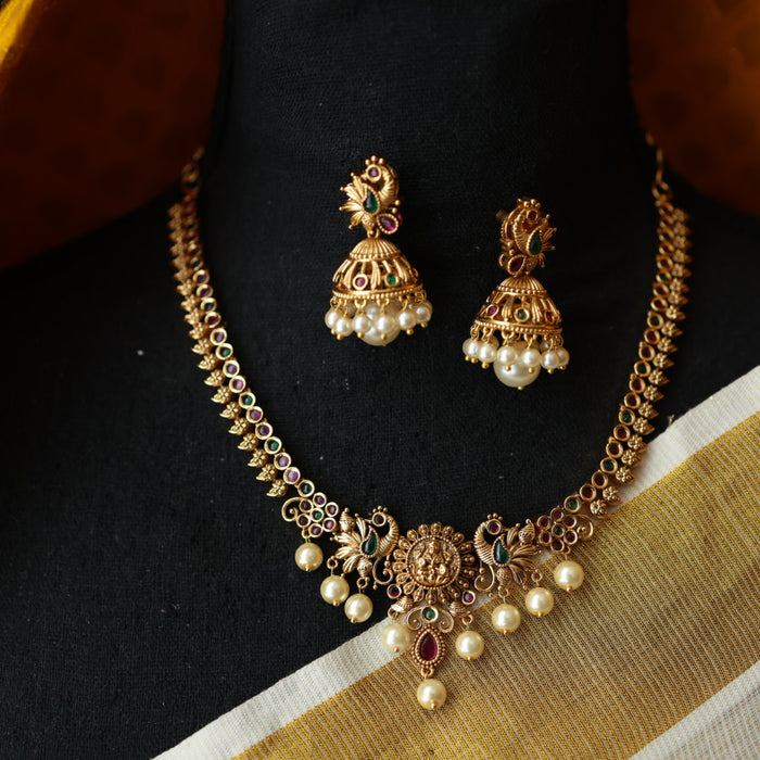 Antique short necklace with earrings TTS46021
