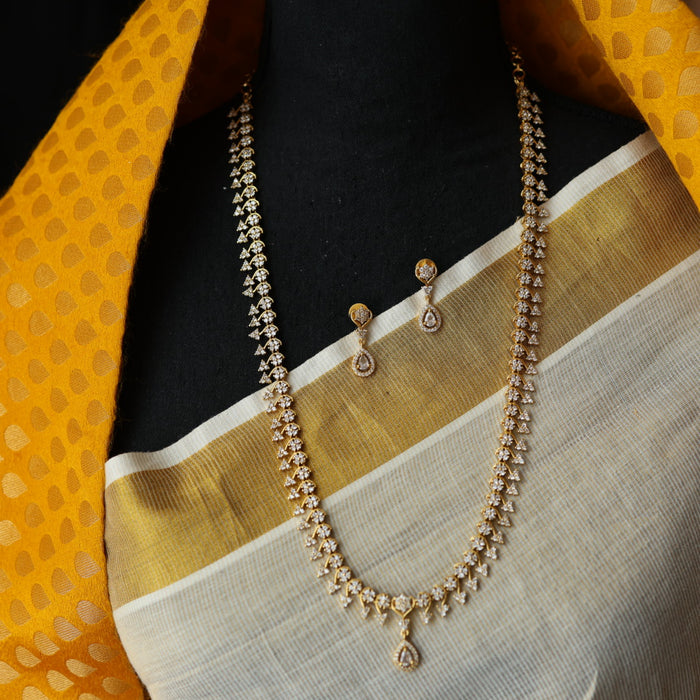 Antique white stone long necklace with earrings LL03555