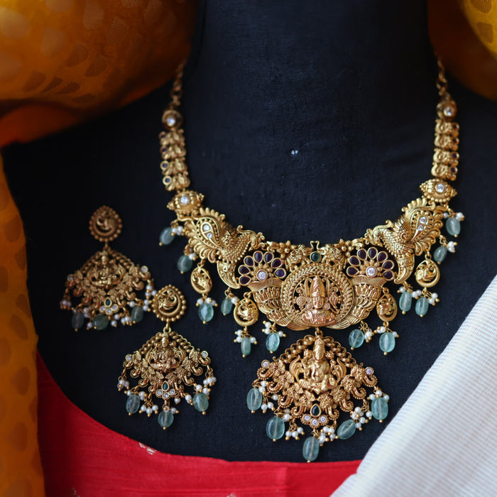 Antique temple design short necklace G3455