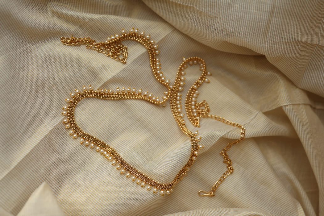 Antique gold and pearl design waistchain AW106599
