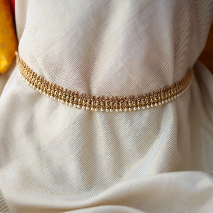 Antique gold and pearl waistchain AW451