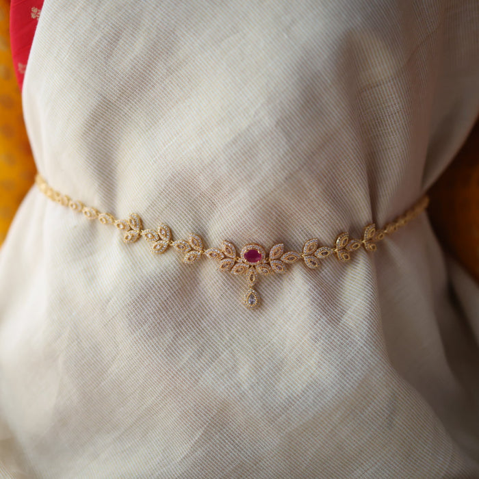 Heritage gold plated ruby white stone waistchain HW34552