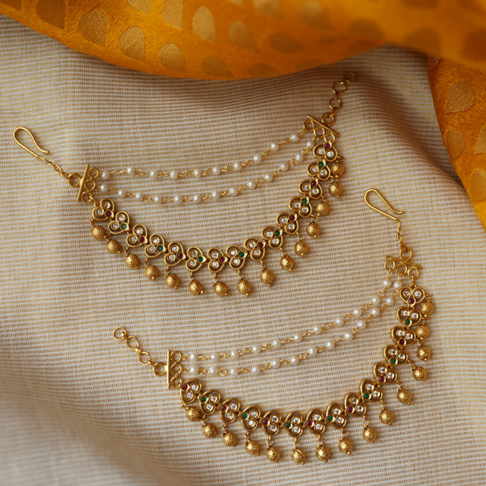 Heritage layer golden pearl mattal ear accessories HM2355