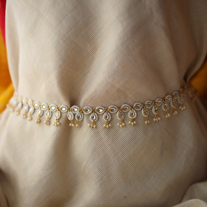 Trendy gold and pearl design waistchain TW10654