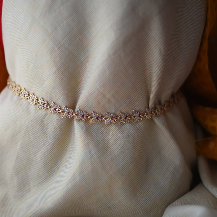 Heritage gold plated ruby white stone waistchain HW34134