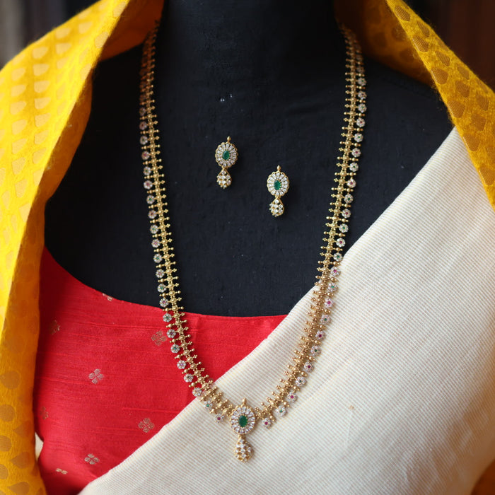 Antique gold long necklace with earrings LL03982